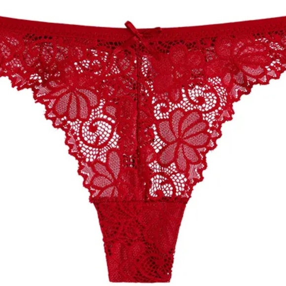 3/$15 New Red Floral Lace Thong Low Waist Panties Underwear Lingerie Women Girls - Picture 6 of 8